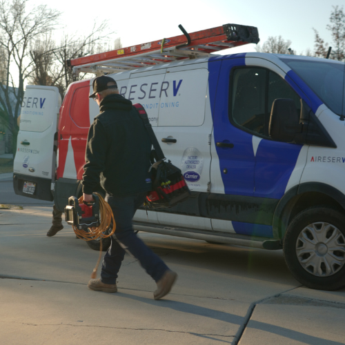 Aire Serv branded van